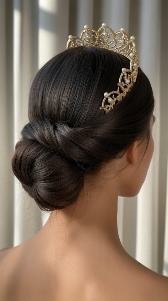 The Wrapped Chignon with Crown
