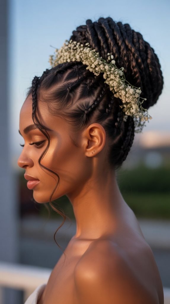 25. Twisted Updo with Braids