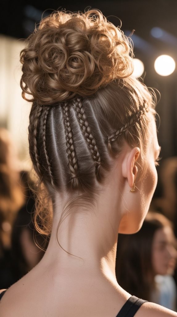 Braided Base Curly Bun