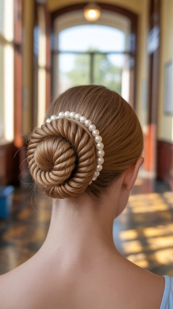 21. Twisted Rope Bun with Decorative Clip