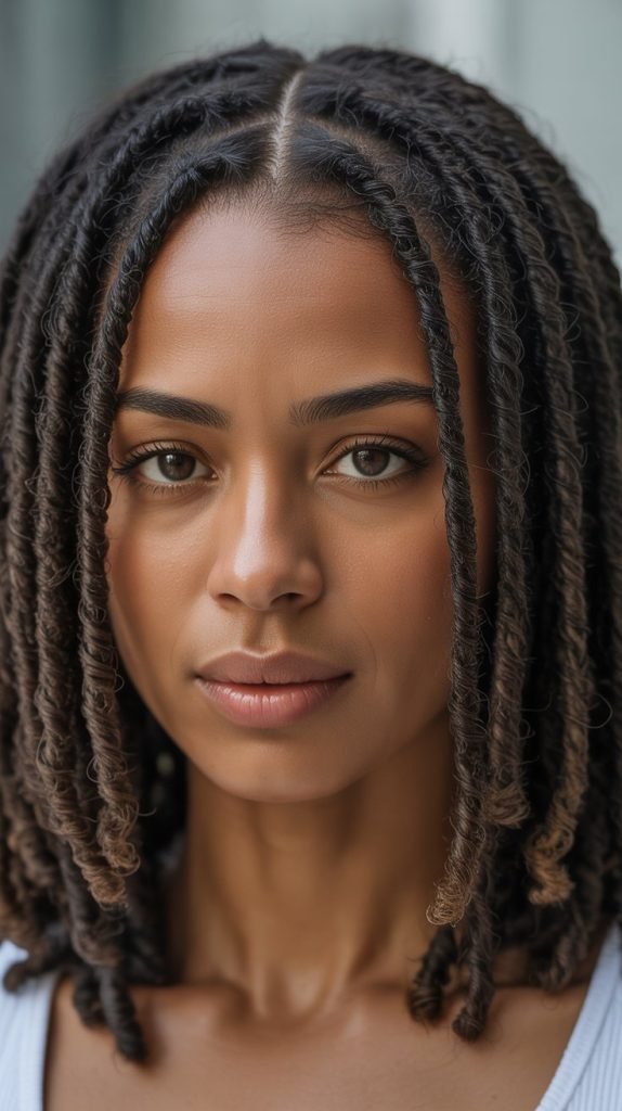 1. Classic Middle Part Retwist