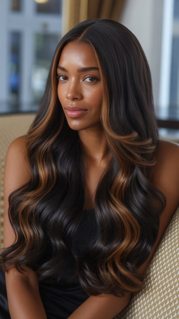 Midnight Black with Caramel Highlights