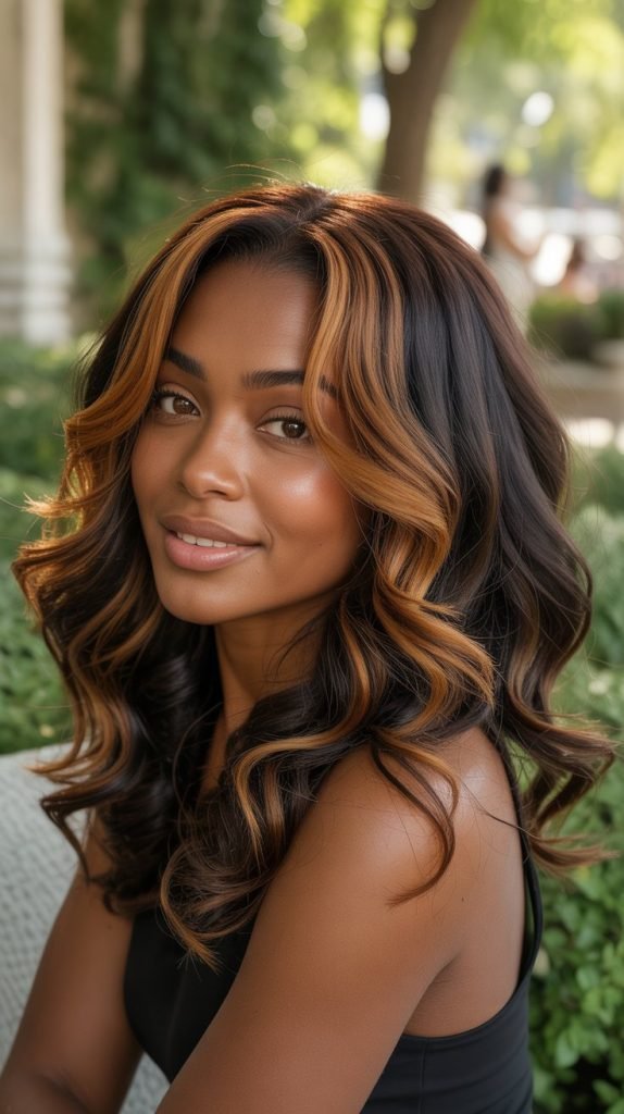 Dark Brown with Butterscotch Highlights