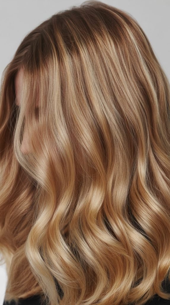  Rooted Dirty Blonde with Deep Brown Lowlights