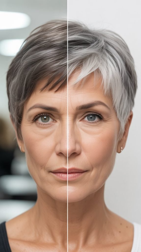 Ash Gray Lowlights to Combat Brassiness