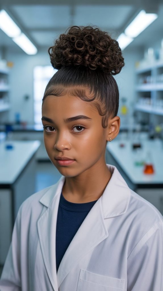 Sleek Top Knot for Curly Hair