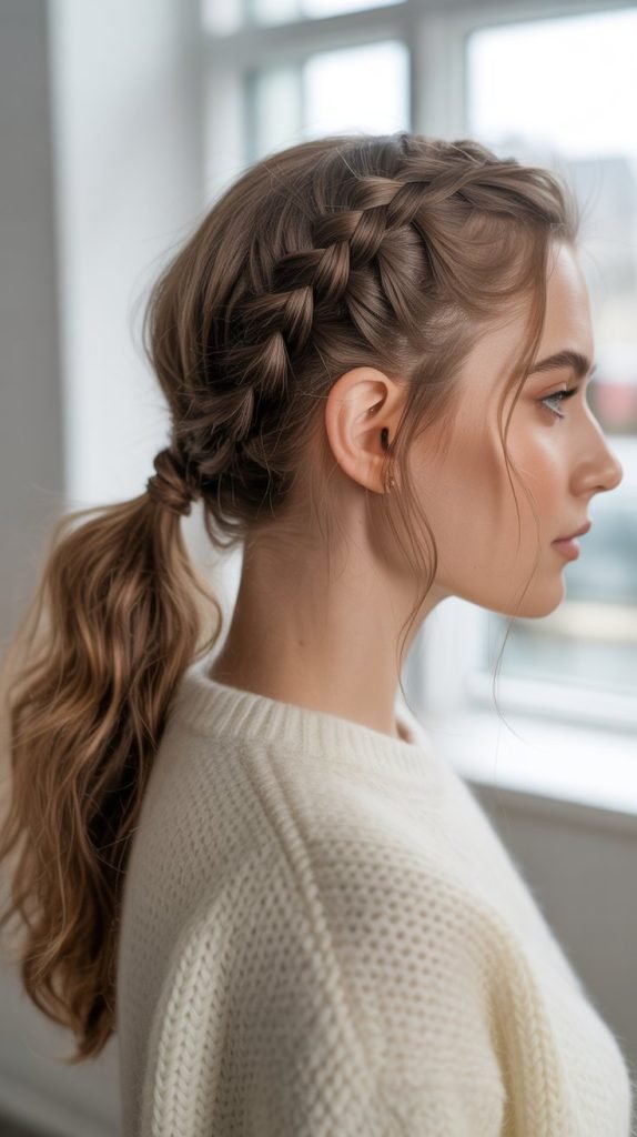 27. Braided Wrapped Ponytail