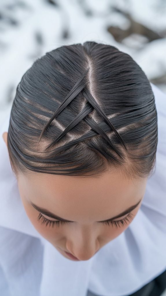 22. Criss-Cross Crown with Low Ponytail