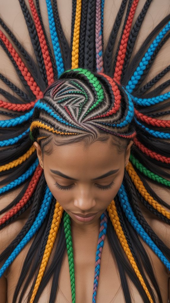 Multicolored Tribal Braids with Geometric Patterns
