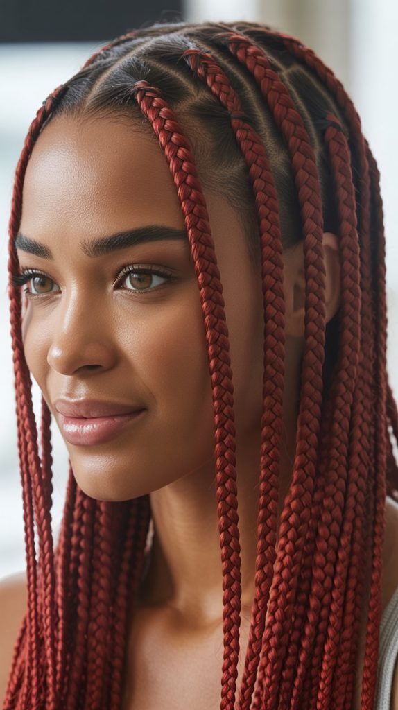 Cherry Red Feed-In Cornrows