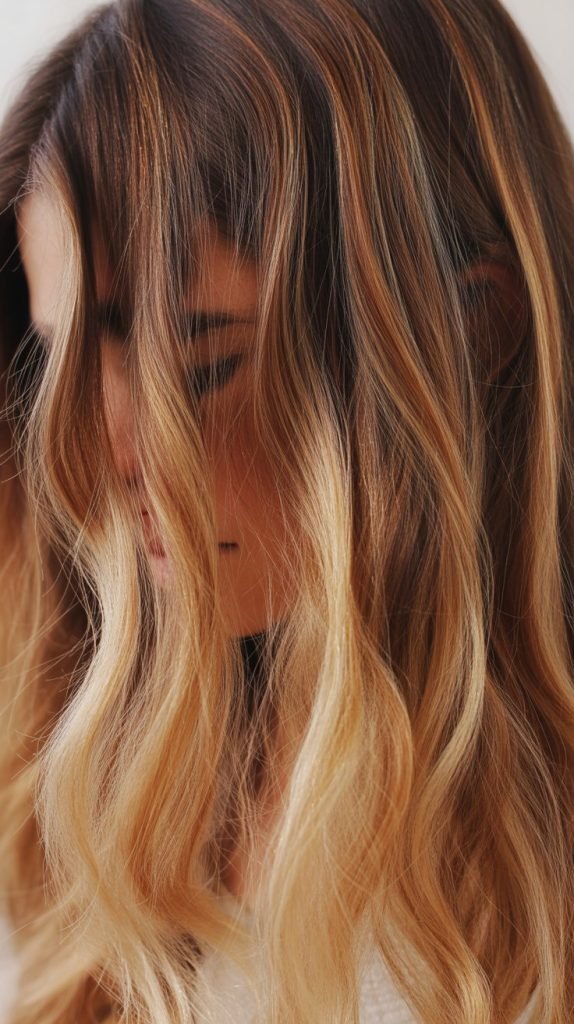 Soft Brown Roots with Gradual Caramel Lightening