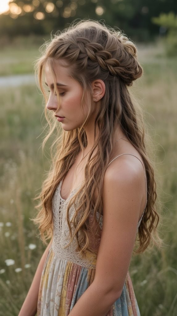 16. Boho Braid and Bun Combination