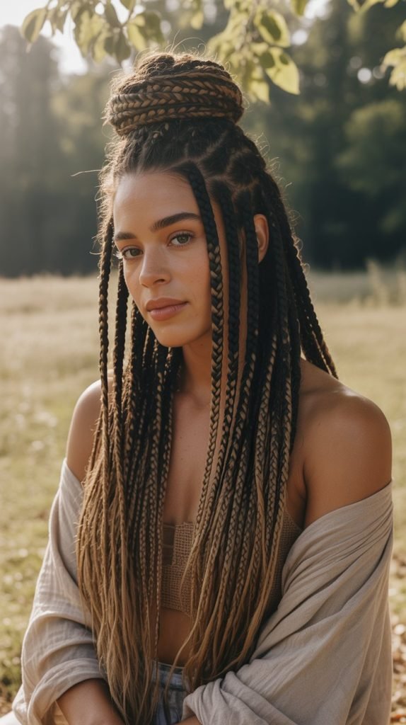 Boho Half-Up Half-Down Braids