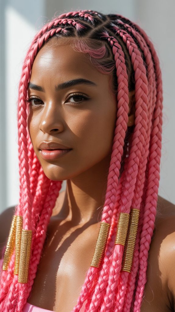 Electric Pink Fulani Braids
