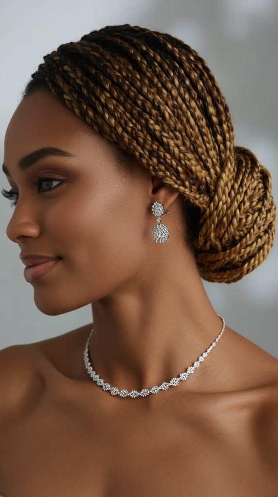 Ombre Braids in Low Bun