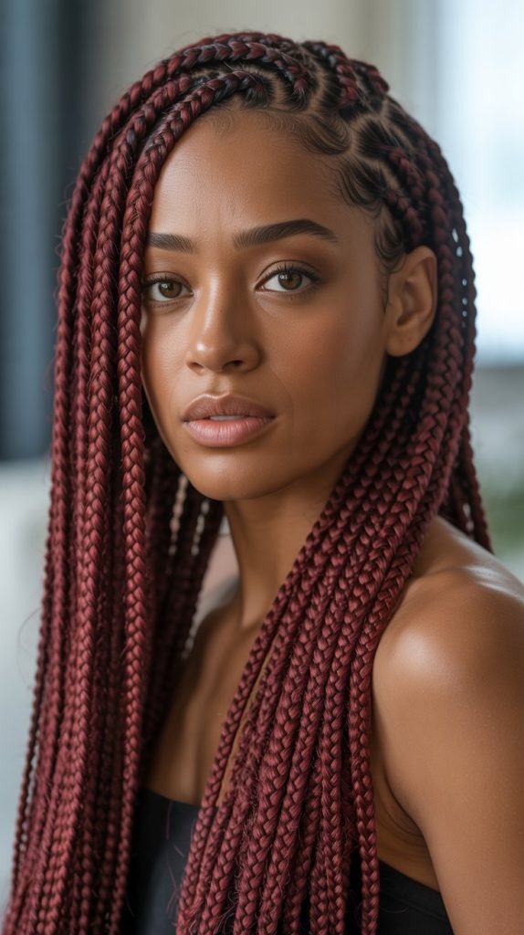 1. Burgundy Box Braids