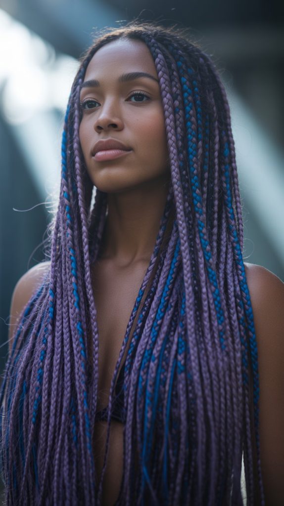 Two-Tone Blue and Purple Braids