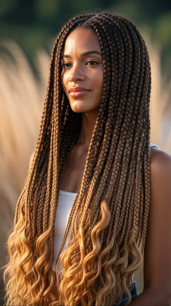 Honey Blonde and Brown Ombre Braids