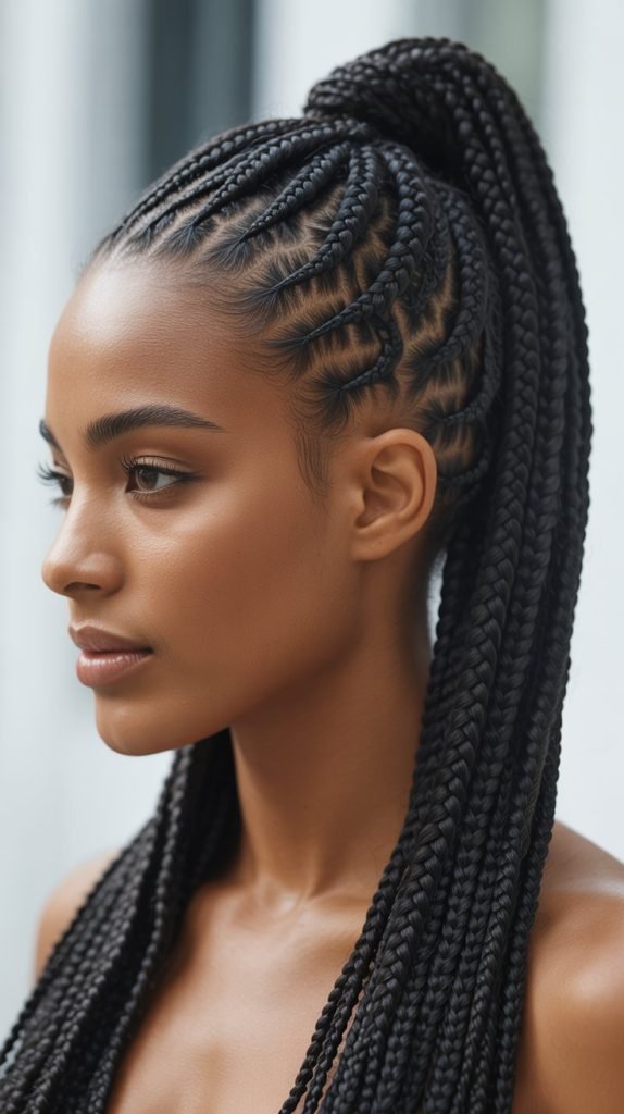 14. Box Braids Ponytail