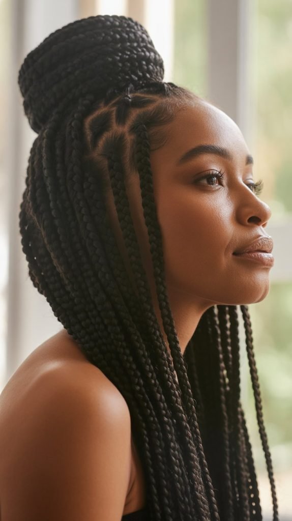 10. Half-Up Half-Down Box Braids