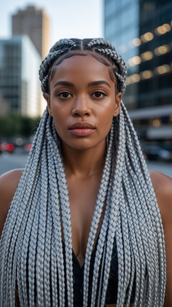 Silver Gray Goddess Braids