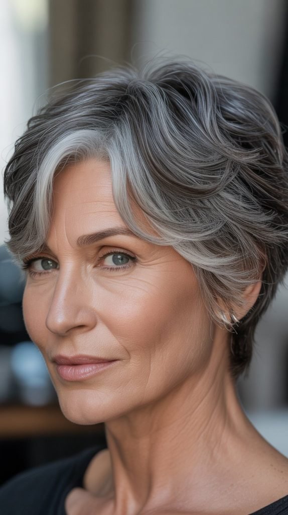 Balayage Lowlights for Natural Gray Hair