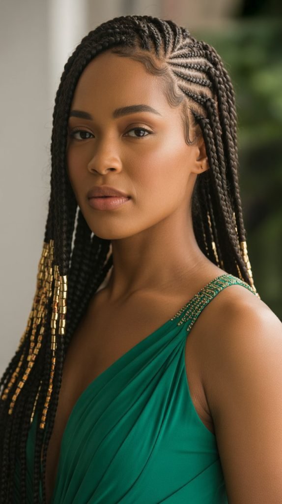 Fulani Braids with Side Part