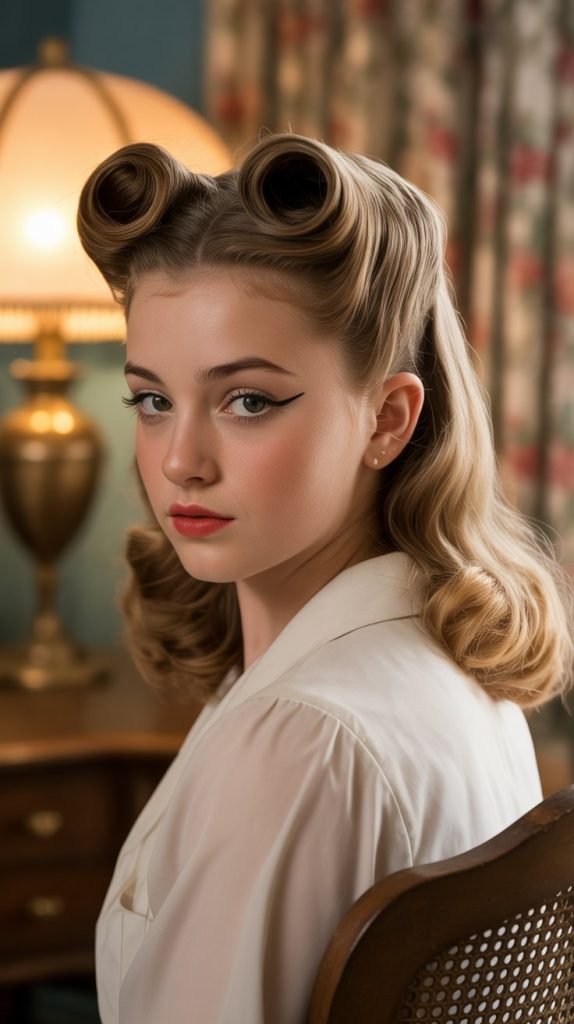 Vintage Victory Rolls Half-Up