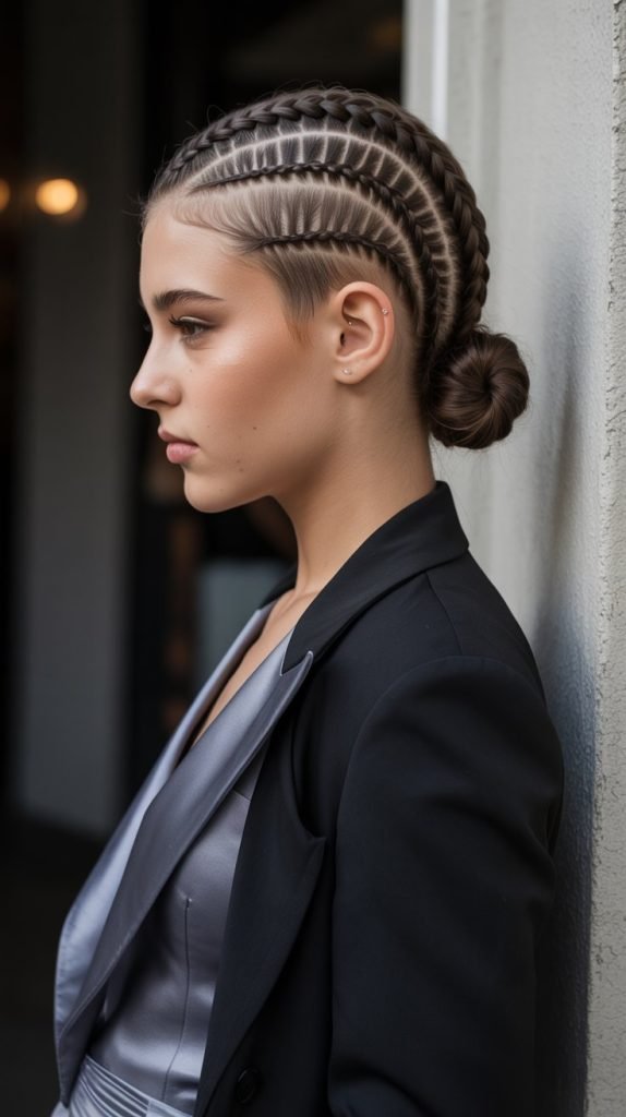 25. Faux Hawk Braid Bun