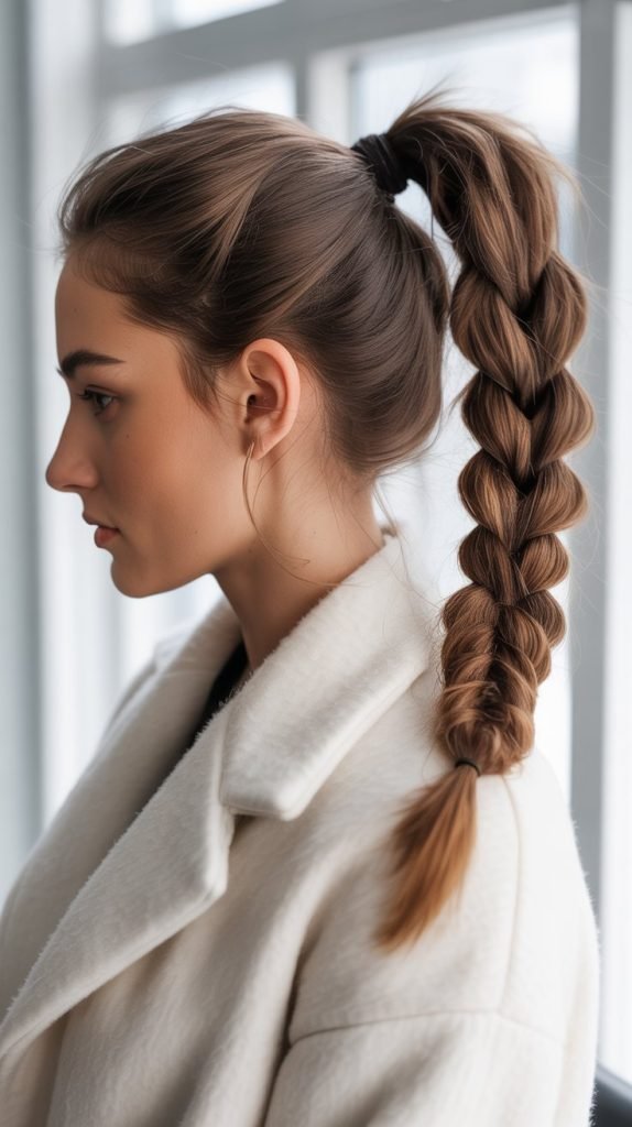 18. High Ponytail with Wrapped Faux Braid
