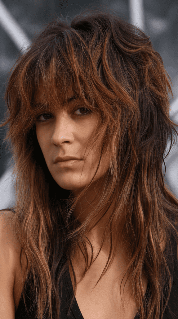 Caramel Highlights with Shaggy Bangs