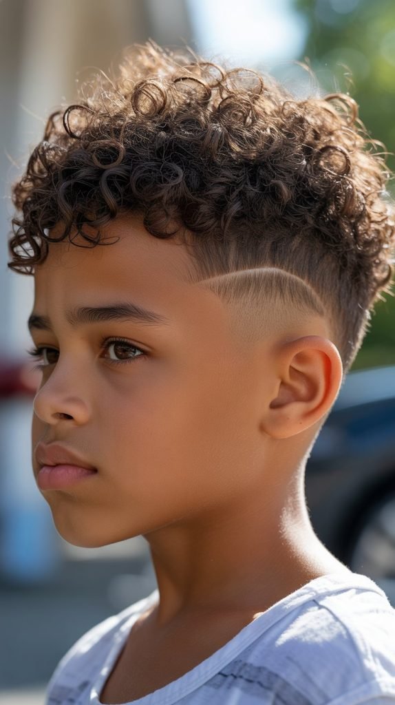 5. Drop Fade with Curly Top