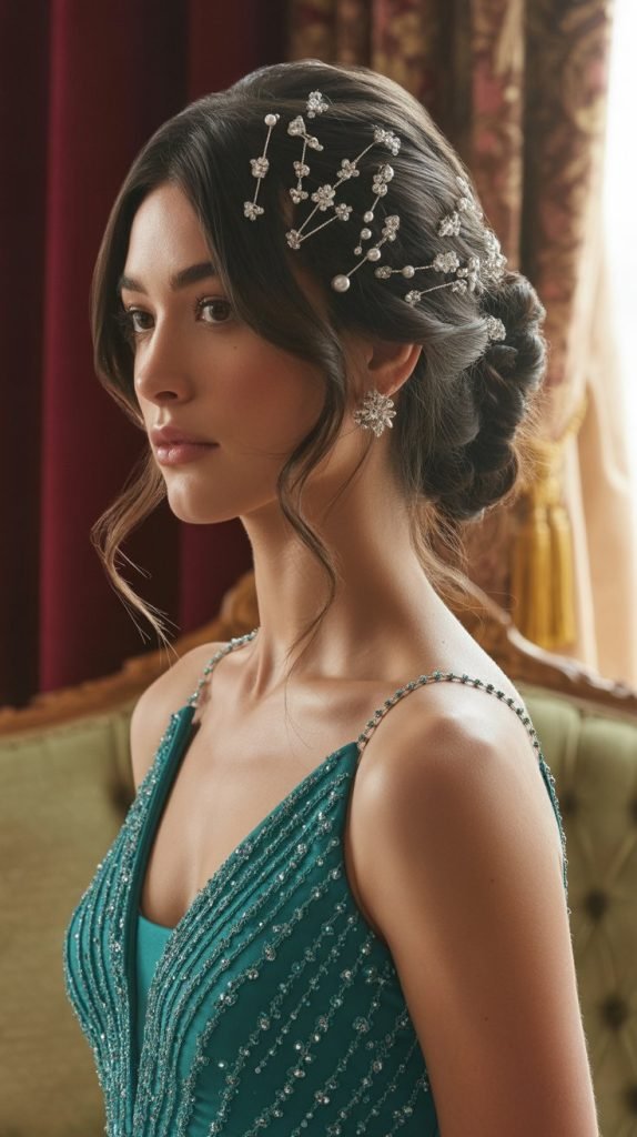 12. Jeweled Pin Half Up