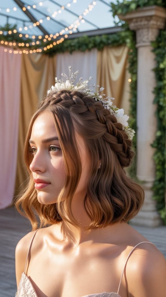  Braided Crown with Flowing Hair