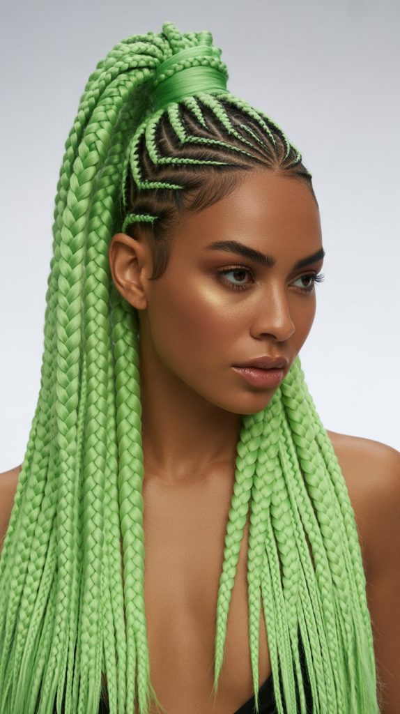 Neon Green Tribal Braids