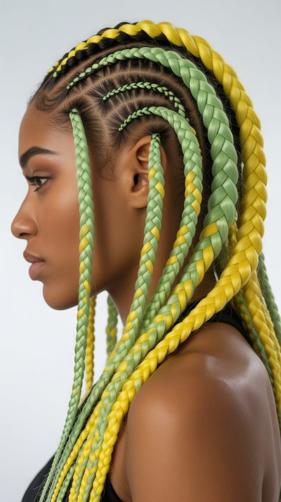 Lime Green and Yellow Tribal Braids
