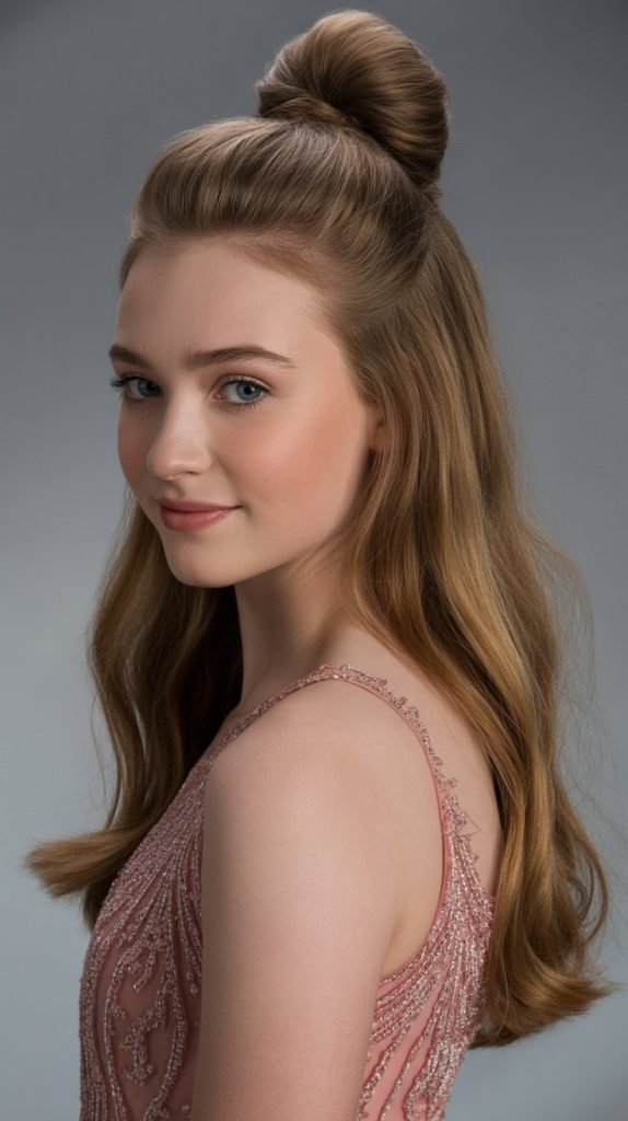  Classic High Bun Half Up