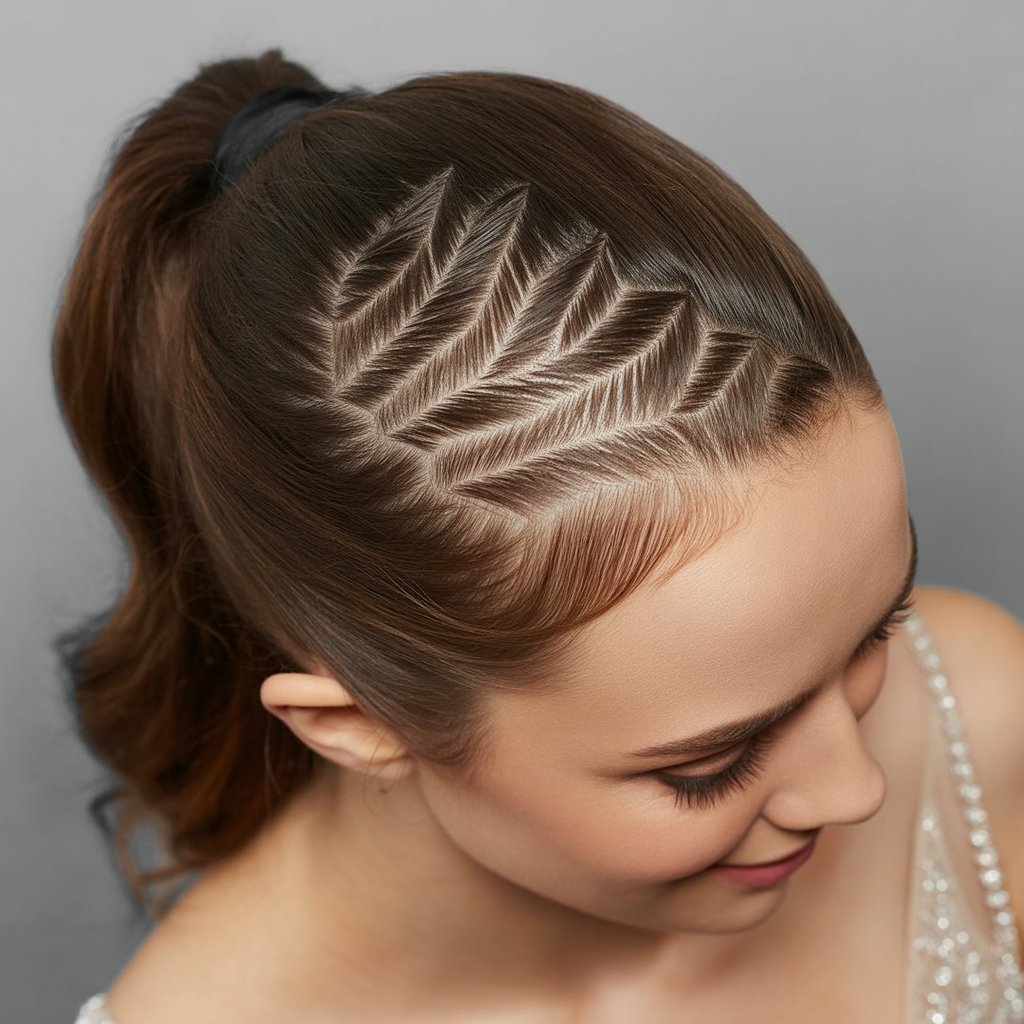 Ponytail with Zigzag Part