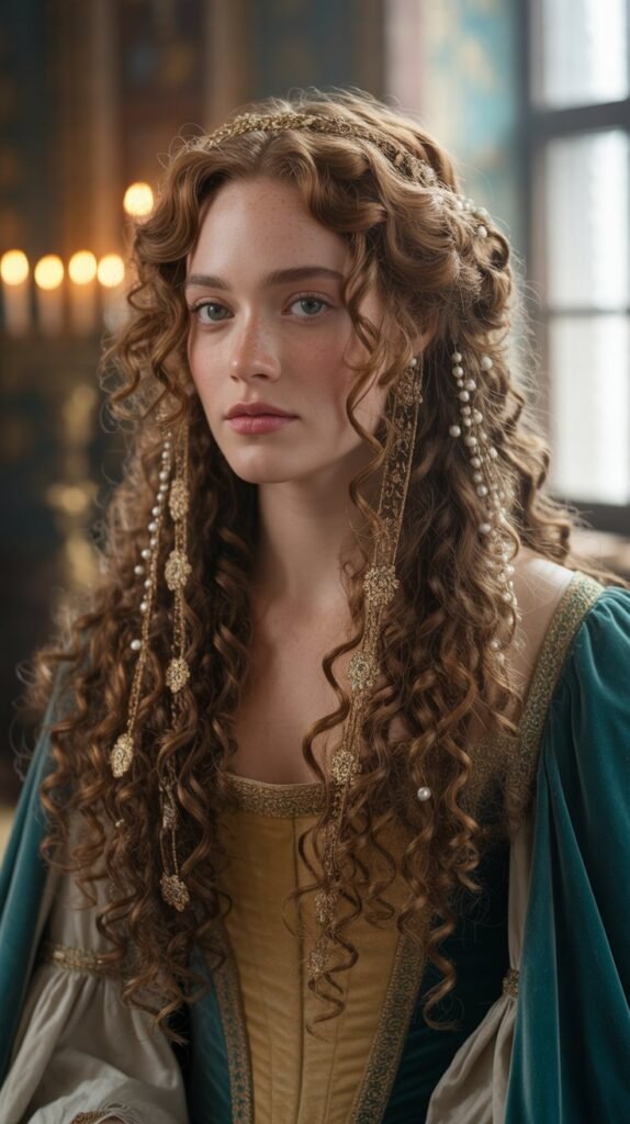 Natural Curls with Medieval Hair Jewelry
