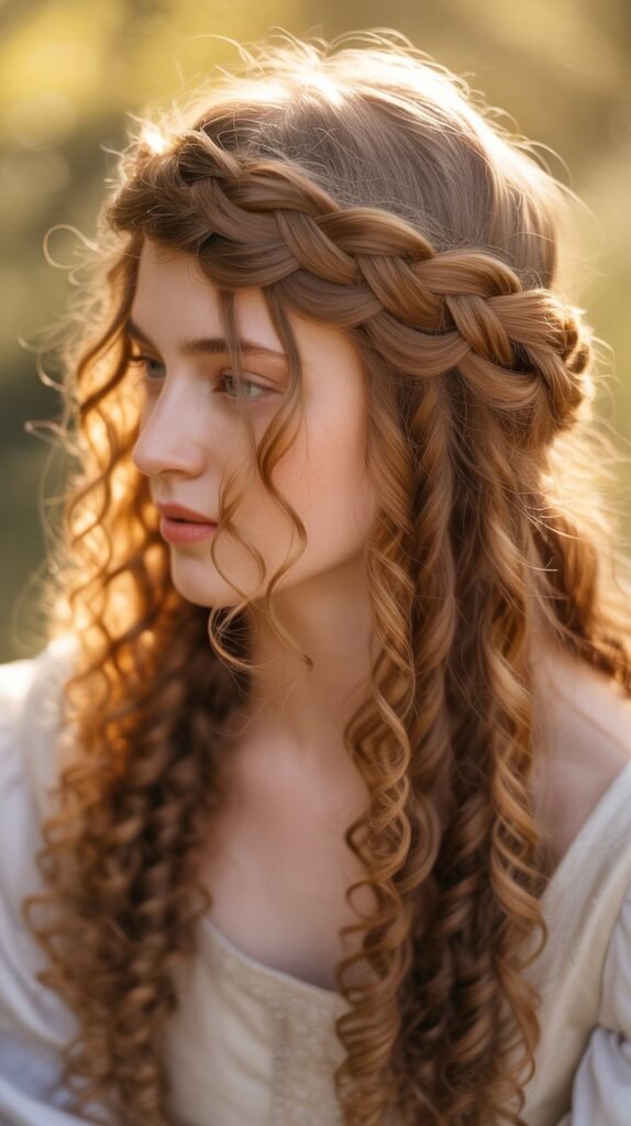 The Classic Crown Braid with Loose Curls