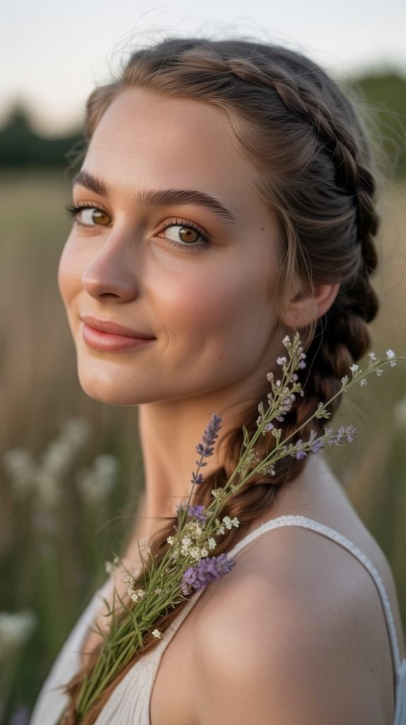  The Braided Side Sweep with Flowers