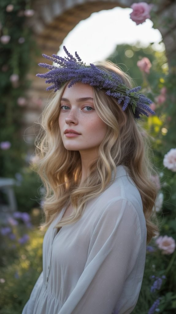 Low Chignon with Floral Halo