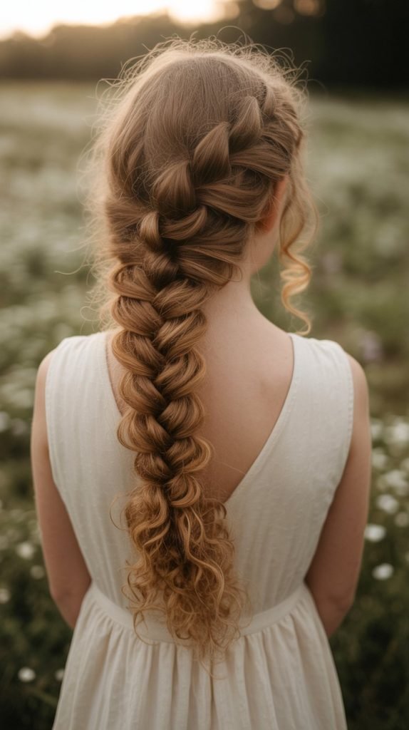 33. Curly Fishtail Braid Down the Back