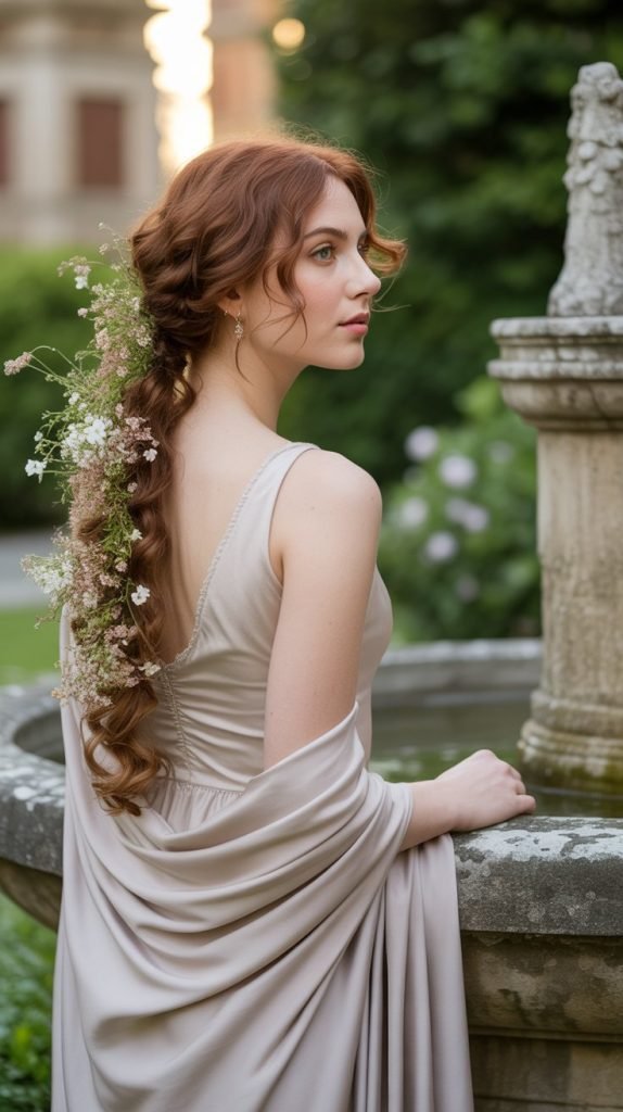 Halo Braid with Baby Rose Accents