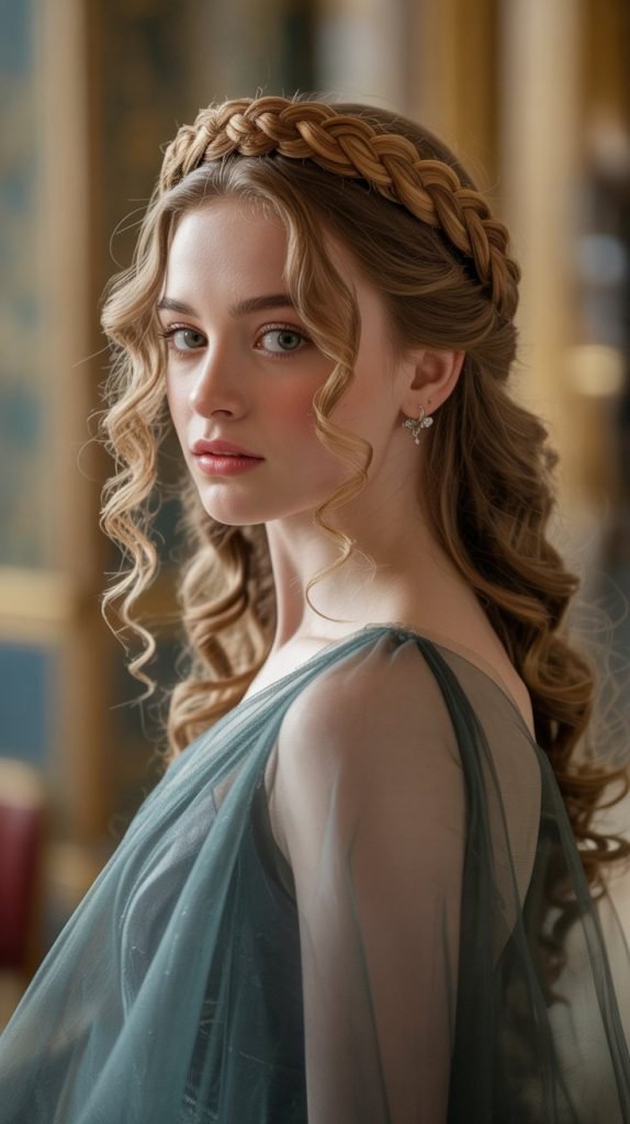 Braided Crown with Curly Ends