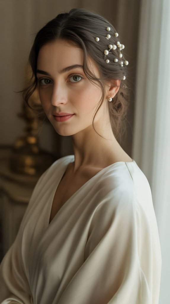 15. Half-Up with Pearl Pins