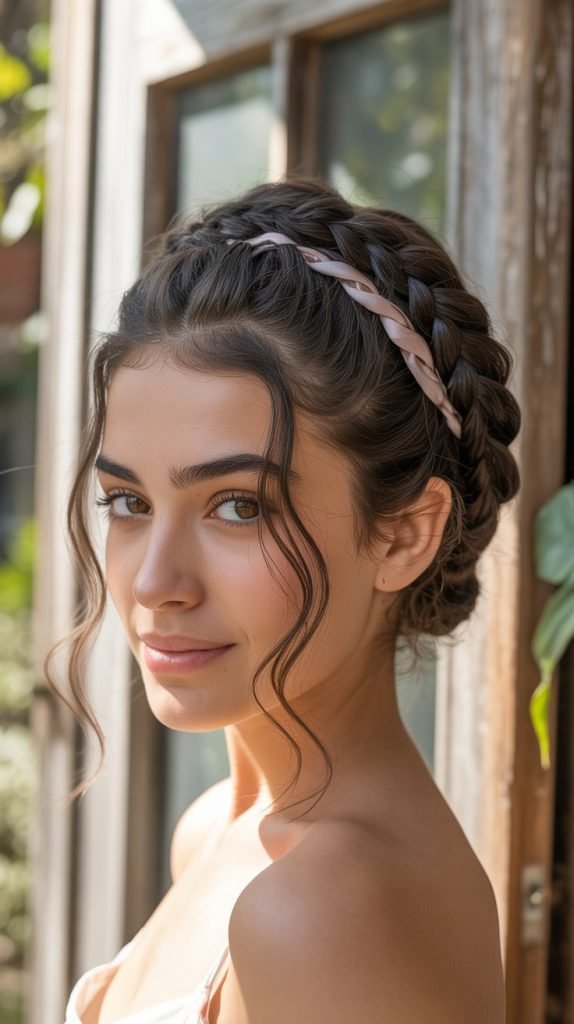 The Braided Bun with Ribbon Weaving