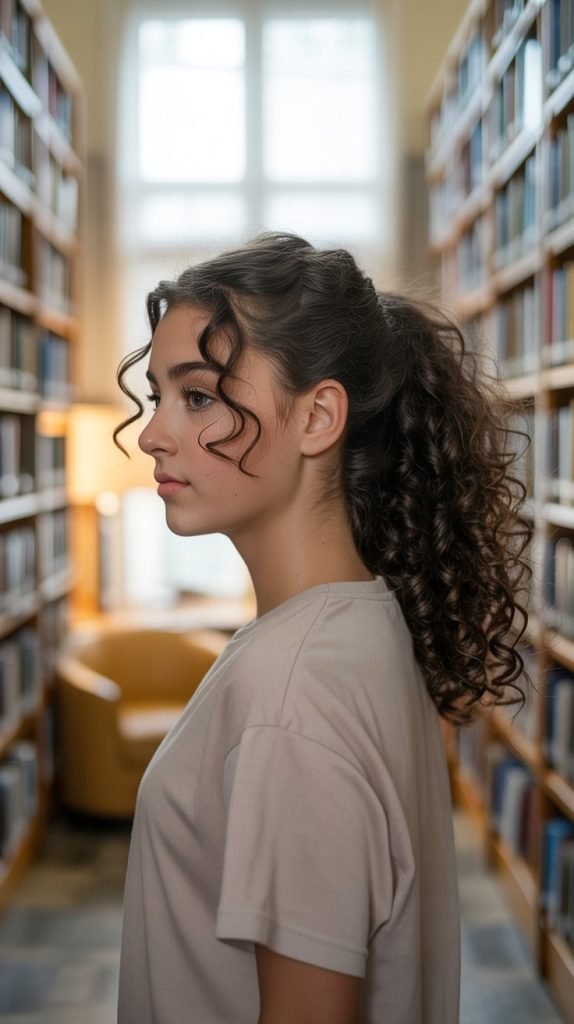 Side-Swept Curly Ponytail