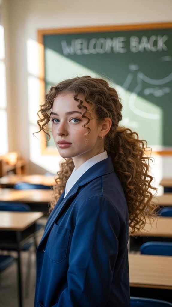 2. Side-Swept Curly Ponytail