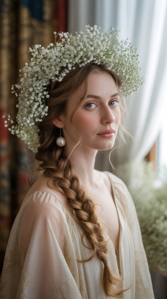 Dutch Braids with Flower Threading